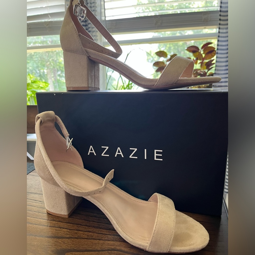 Azazie Suede block heel shoes